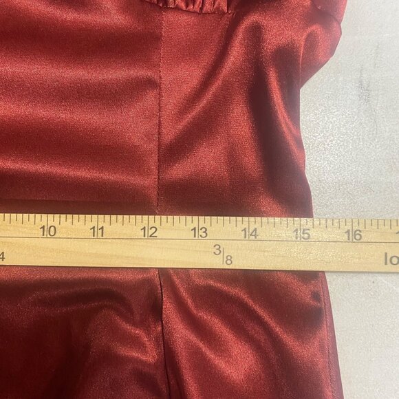 Agogo Threads Babydoll Maxi Halter Dress Womens L Red Satin Feel Sleeveless Open - Picture 11 of 13